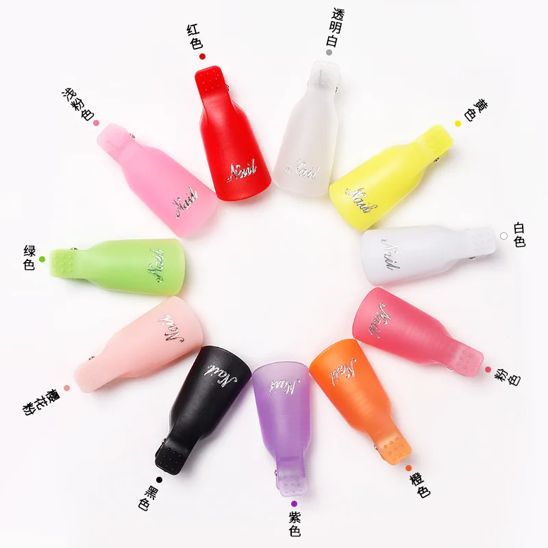 10pcs Plastic Nail Art Soak Off Clip UV Gel Wraps Nail Polish Remover Cover Clips Cleaner Nail Polish Remover Clips