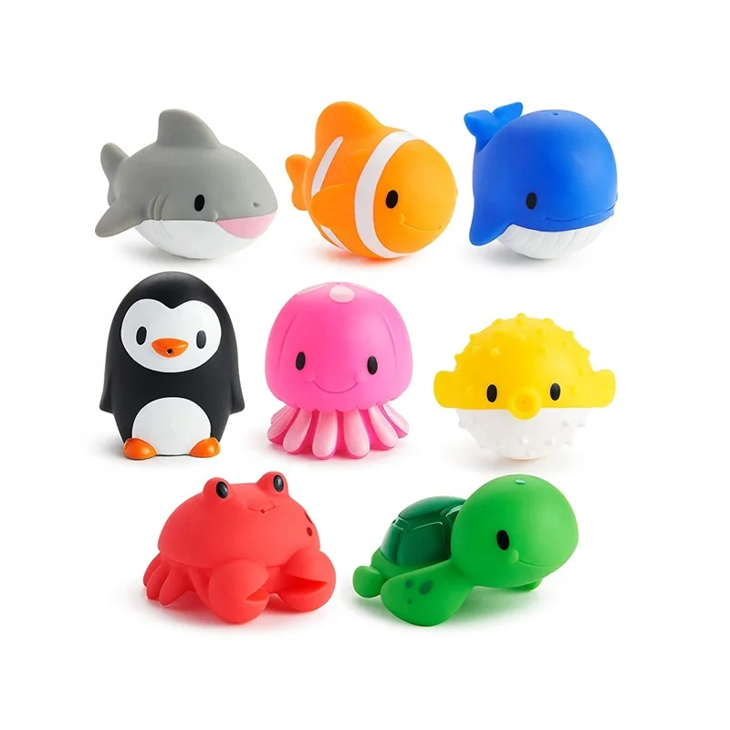 Hot Sales Cheap Gift Toys  Munchkin Ocean Squirts Bath Toy Vinyl Toys Waterfall with BB whistle and spray