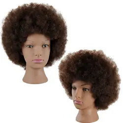 Hair Mannequin Cosmetology Doll Head Tight Curls Hair-styling Practice Head Hairdress Manikin Training Head
