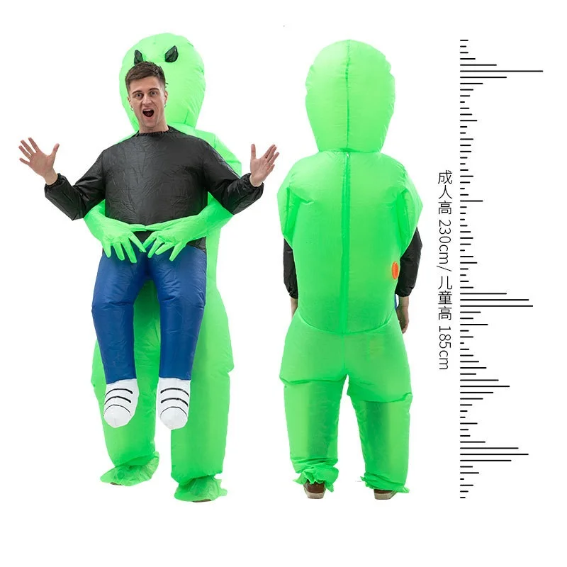 Хит продаж 2021, надувной костюм монстра для косплея на Хэллоуин и Рождество, страшный зеленый костюм инопланетянина для взрослых и детей