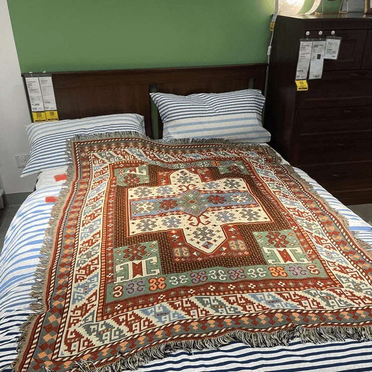 Bohemian Indian sofa Decorative 40% cotton 60% polyester camping woven tapestry blanket