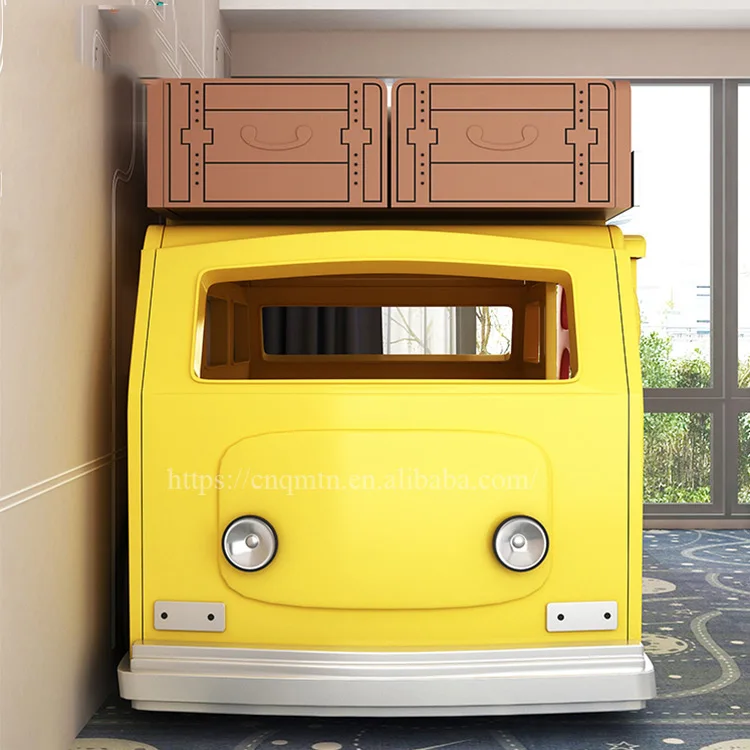 Custom Creative Bus Theme Bunk Bed Boys and Girls Solid Wood Bed Villa Children Furniture