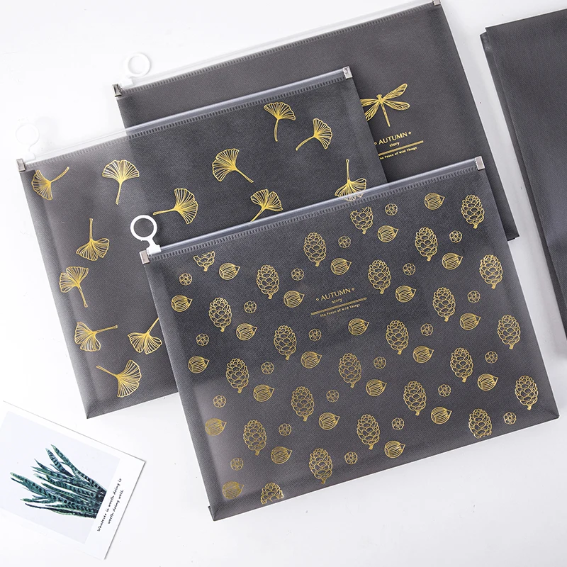 New product office a4 zipper pen file document folders pockets bags organizer paper