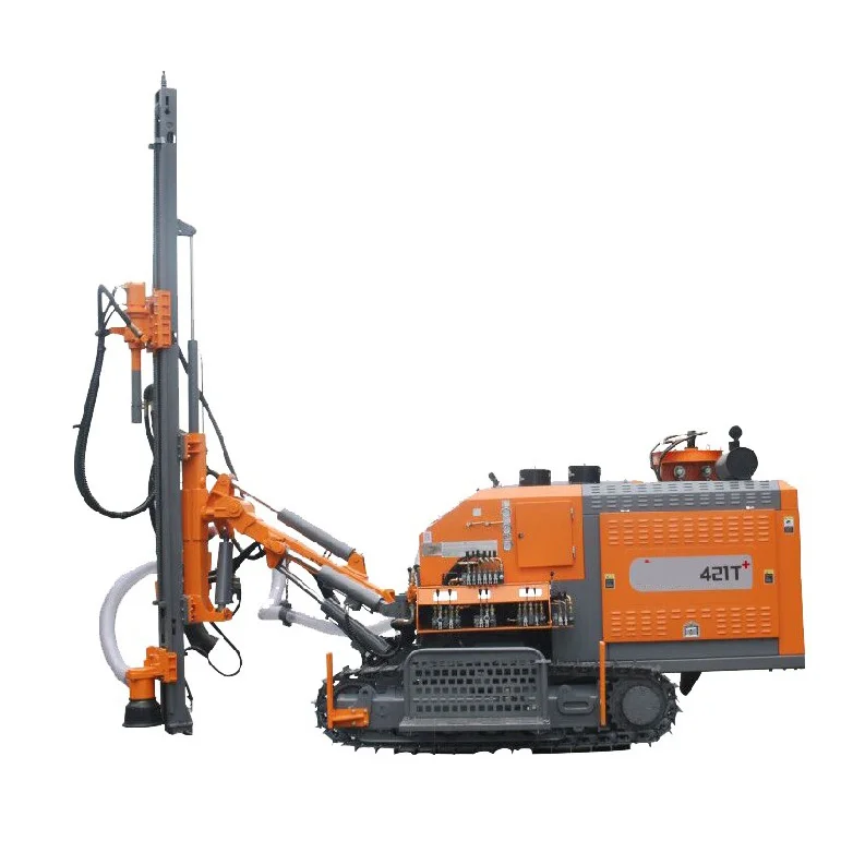 dth integrated hydraulic mobile drilling rig equipped with screw air compressor for blast hole