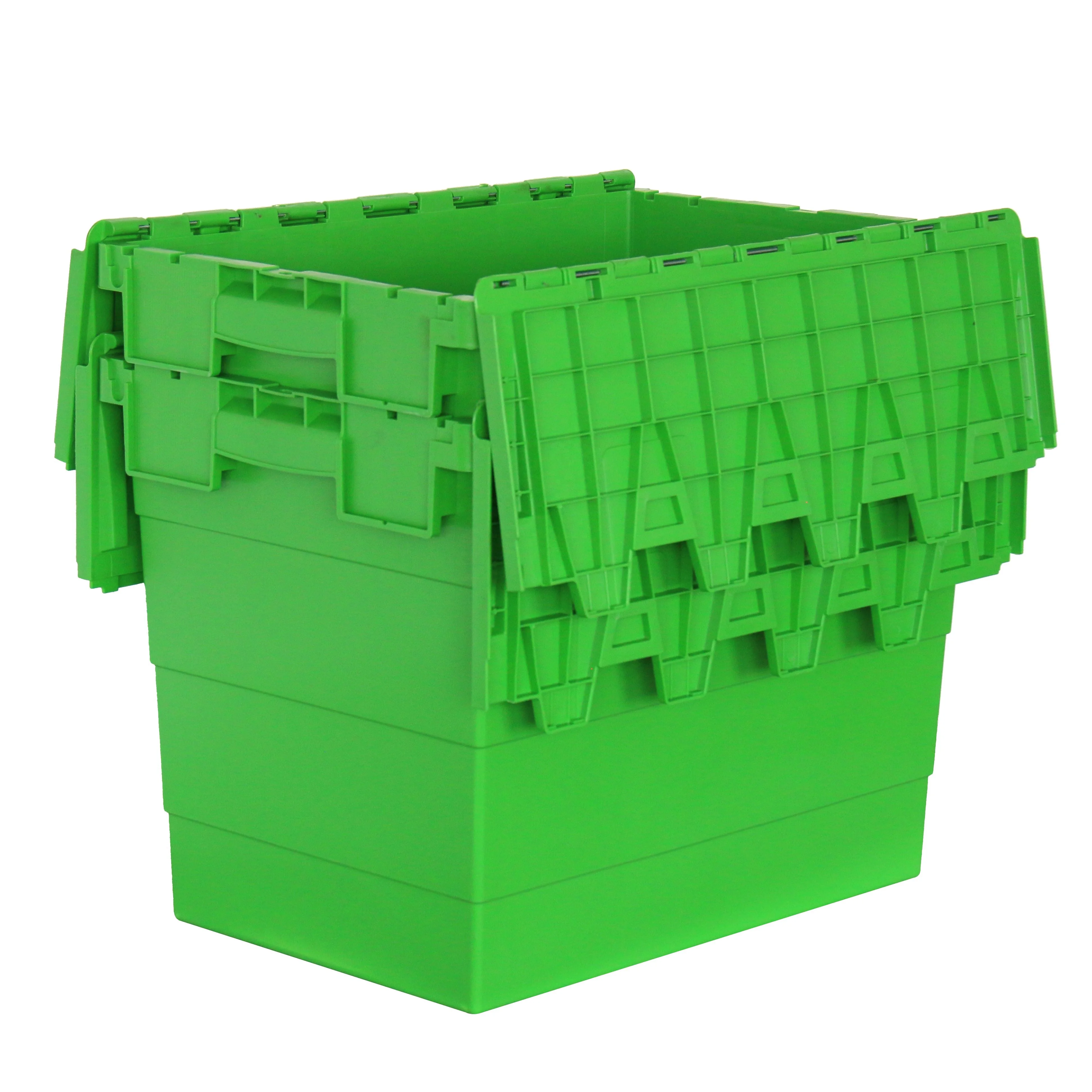 Логистическая Большая большая сверхмощная доставка для электронной коммерции, передвигающаяся упаковка, складываемая, нестабильная, прикрепленная крышка, пластиковый ящик для хранения