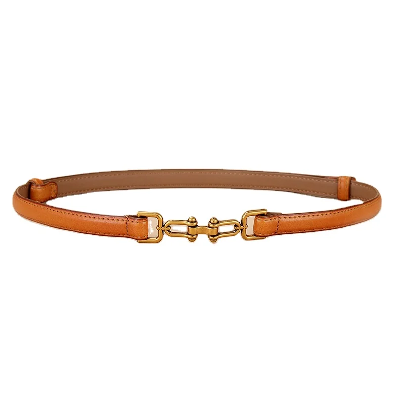 Factory Wholesale Leather Thin Belt Women Fashion Dress Decorative Waist Chain Versatile Suit Waist Belt