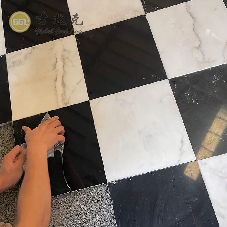 Custom Cut Size Tile Calacatta White Mix Nero Black Marble Floor Tiles Factory Supply