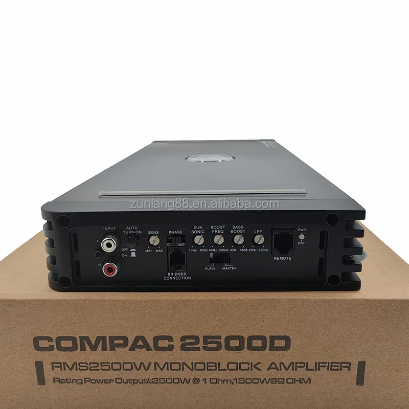 Monoblock car sound subwoofer amplifier 2 channel Bass Amplifiers RMS 2500W Linkable Mono Block car amplifier 2 channel Class D