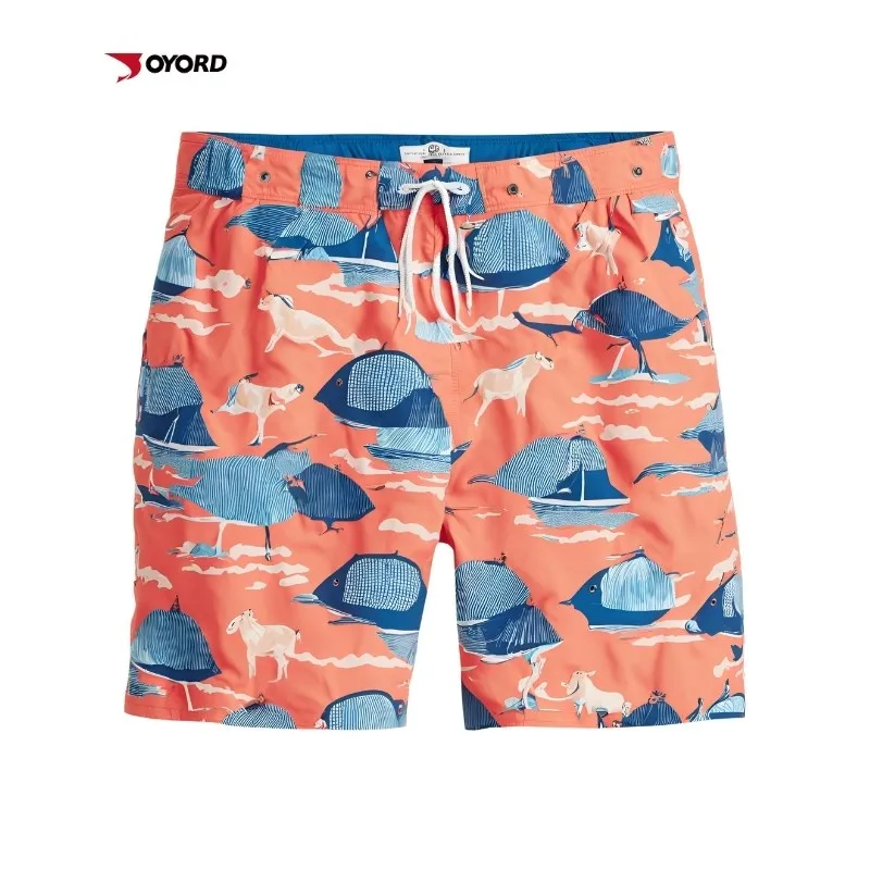 New Style Custom Design Cotton Beach Short Pants Men Pockets Quick Dry Sports Athletic Swimshorts With Logo