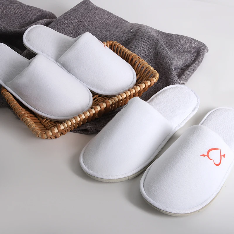 Luxury Biodegradable Embroidery Slippers Hotels Beauty Salons Thickened Anti-slip Slippers