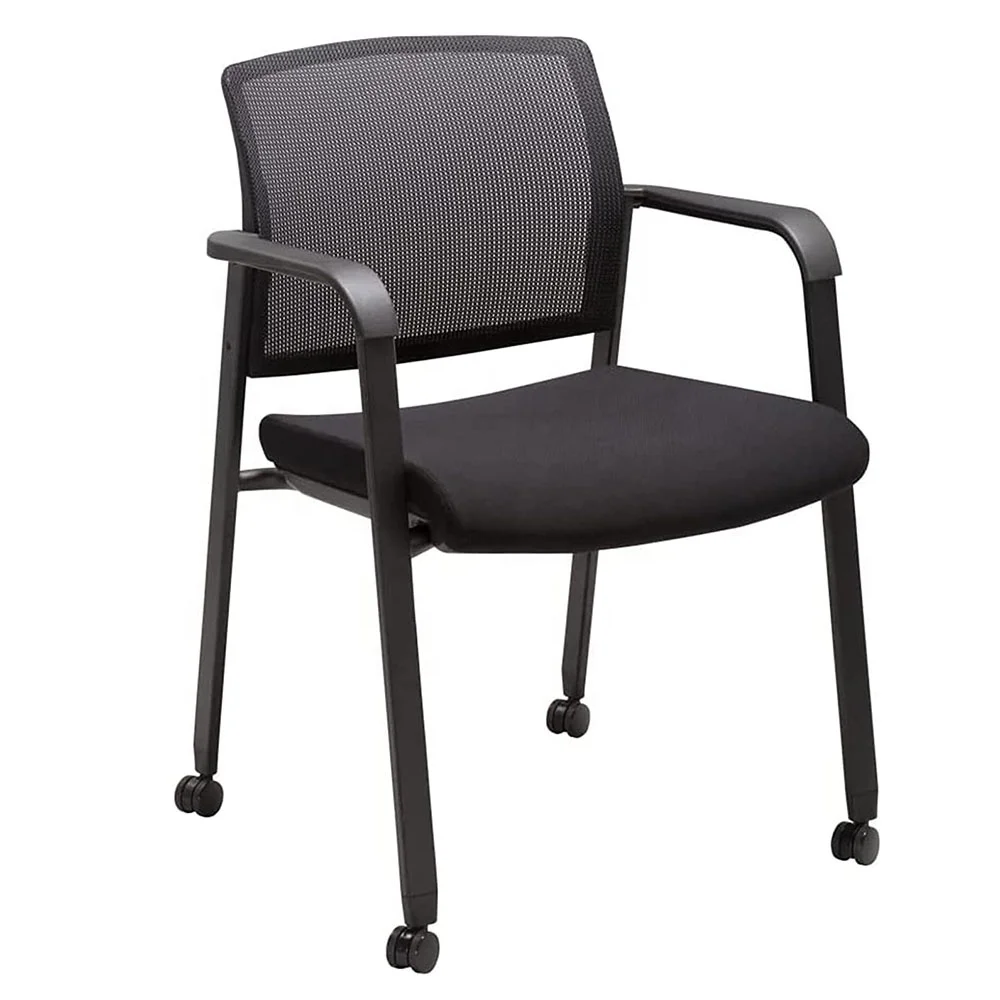 2022 Grey Conference Chair Mesh Back Stacking Chair Ergonomic Lumber Support Fabric Office Chair