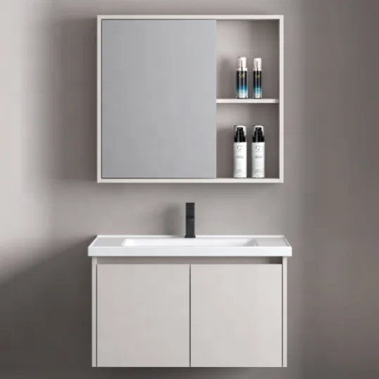 Гостиничная мебель для ванной комнаты настенный зеркальный шкаф сантехника с керамической раковиной