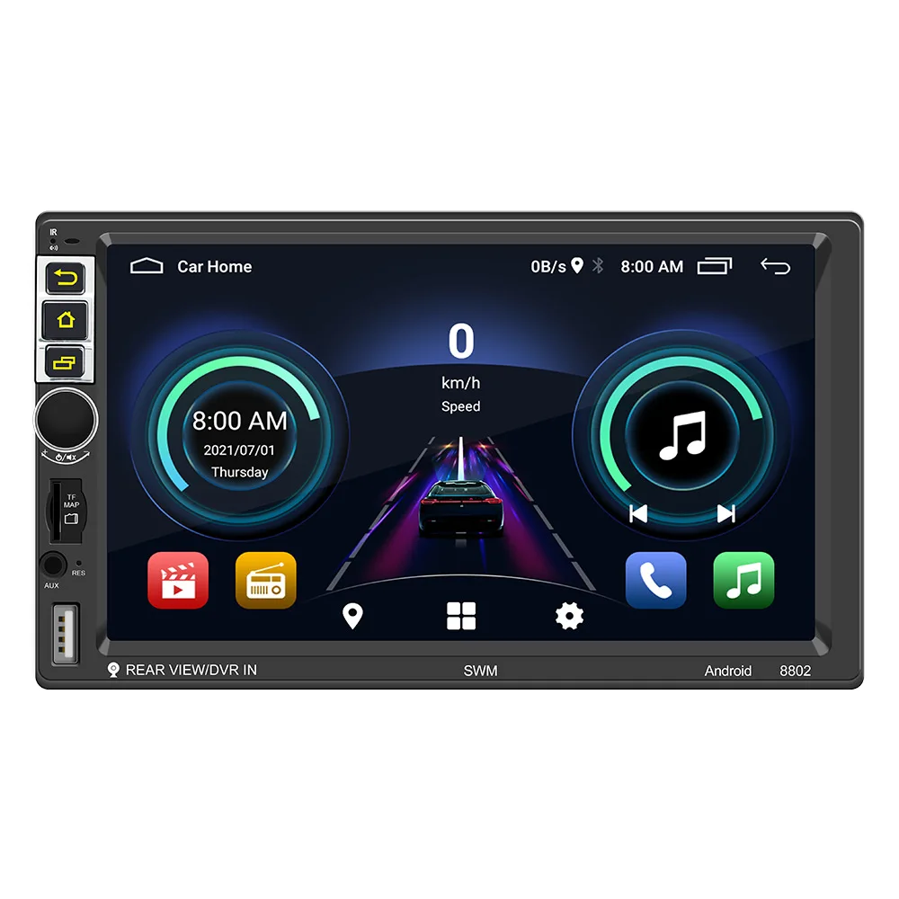 7 Inch 2 Din Car Radio FM Wired Android Auto Car Play Mirror Link Colorful Button Steering Wheel Control