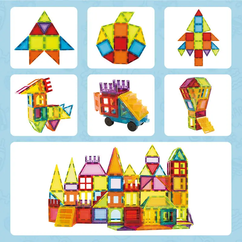EPT New Style Hot Sale 3D Magnetic Colorful Plastic 110pcs Magnetic Building Tiles for Kids