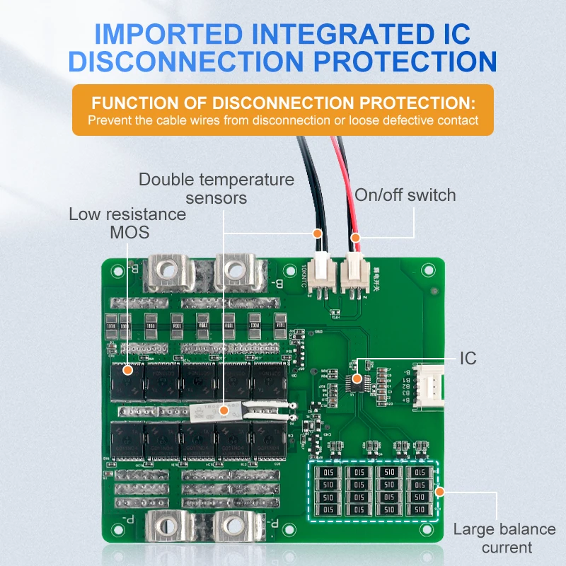 TDT 3.2V LFP lithium battery PCM/PCBA bms balance 70A/80A/100A lifepo4 bms 4s 12v