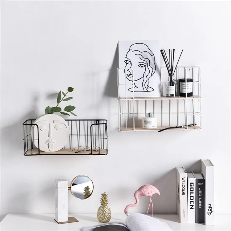Cheap Wire basket for Sundries wall Iron shelf storage basket metal wall shelf