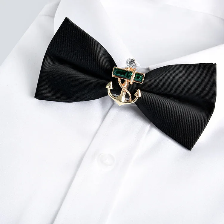Wedding Groom Groomsmen Business Men Bow Tie Black Double Layer Matte Bow Tie