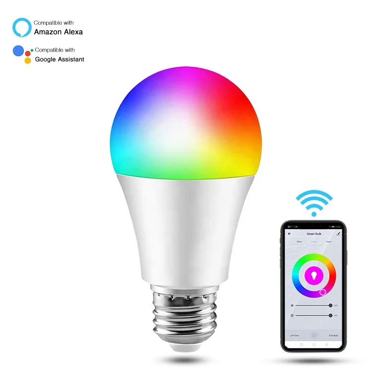 Amazon Alexa and Google Assistant A60 10W 1100LM RGB+2700-6000K E27 E26 Smart LED Bulb Lights For Home Party
