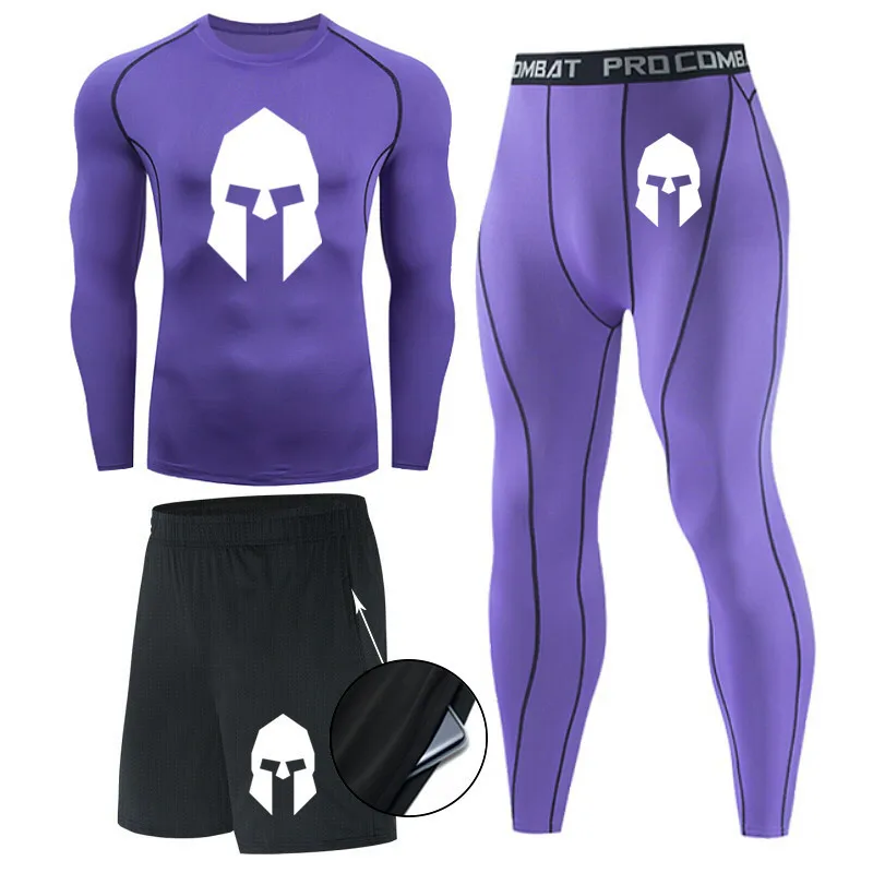 3 piece sets Compression Suits Men Quick Dry set Clothes Sport Running jogging Gym work out Fitness Tracksuit sweatsuit