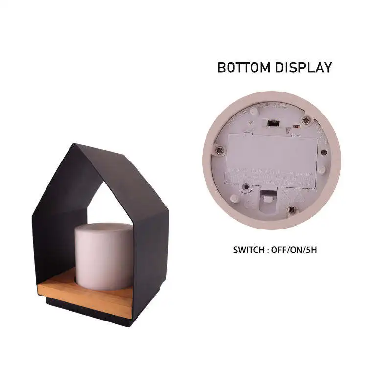 2024 Cheap price Large size cottage shape black Iron battery powered electronic candle table decor lights