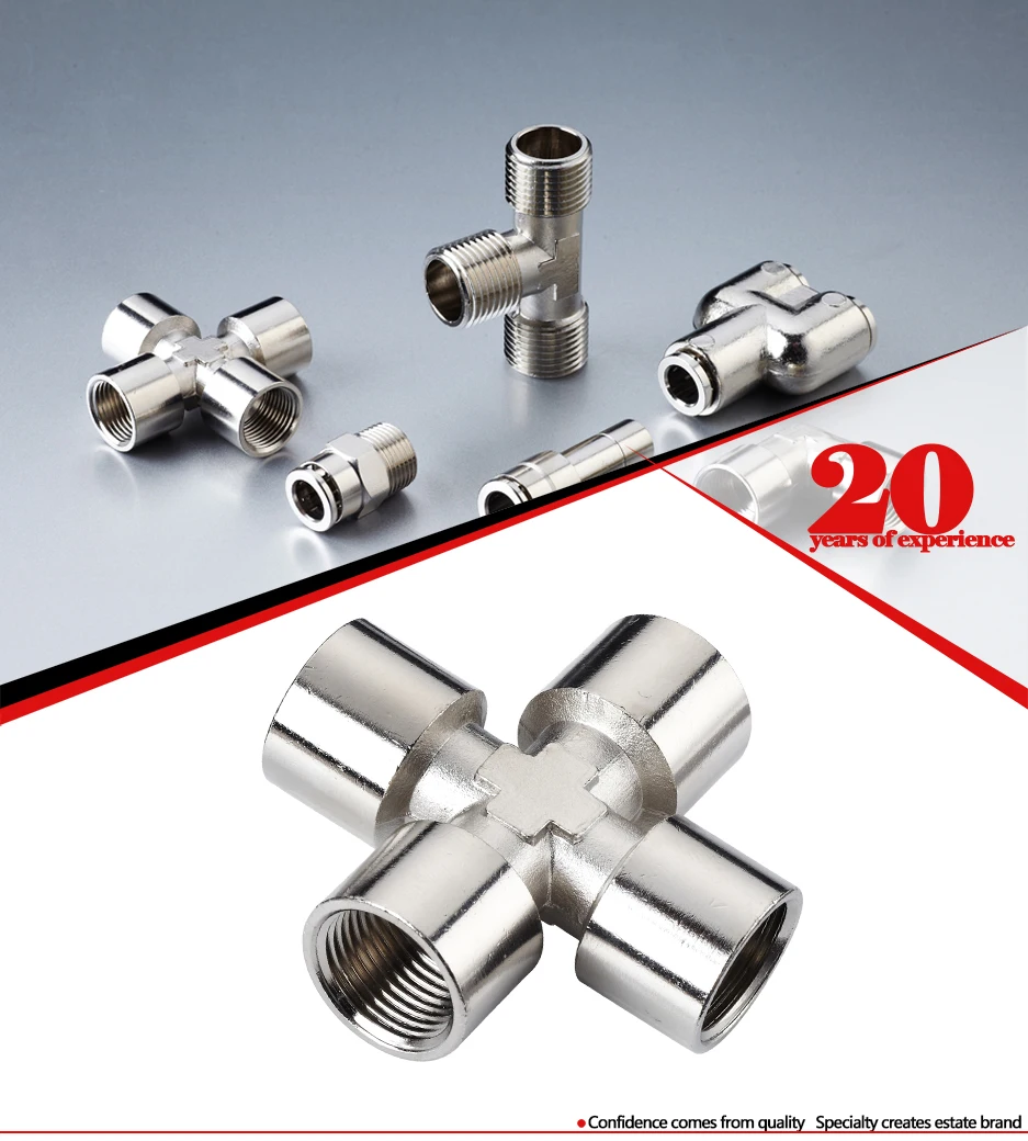 PFC cross transition fittings high pressure corrosion resistance brass pneumatic connection