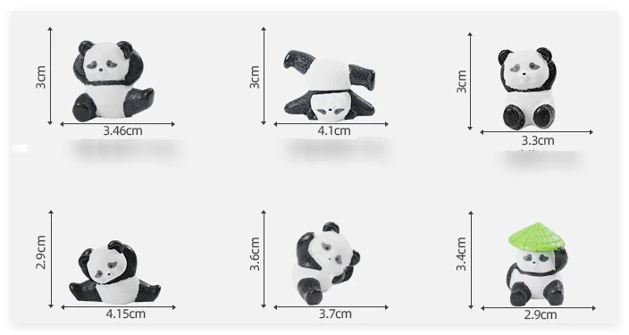 miniature animal panda statues resin figurine kung fu figure kid toy cartoon character cake topper home and gardening decoration