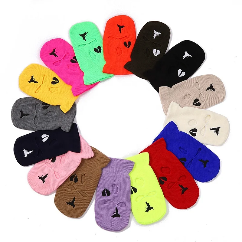 High Quality Multi-function Face Neck 3 Hole Uzi Balaclava Hat Winter Sweater Headwear Windproof Neck Warm Ski Mask Beanies For