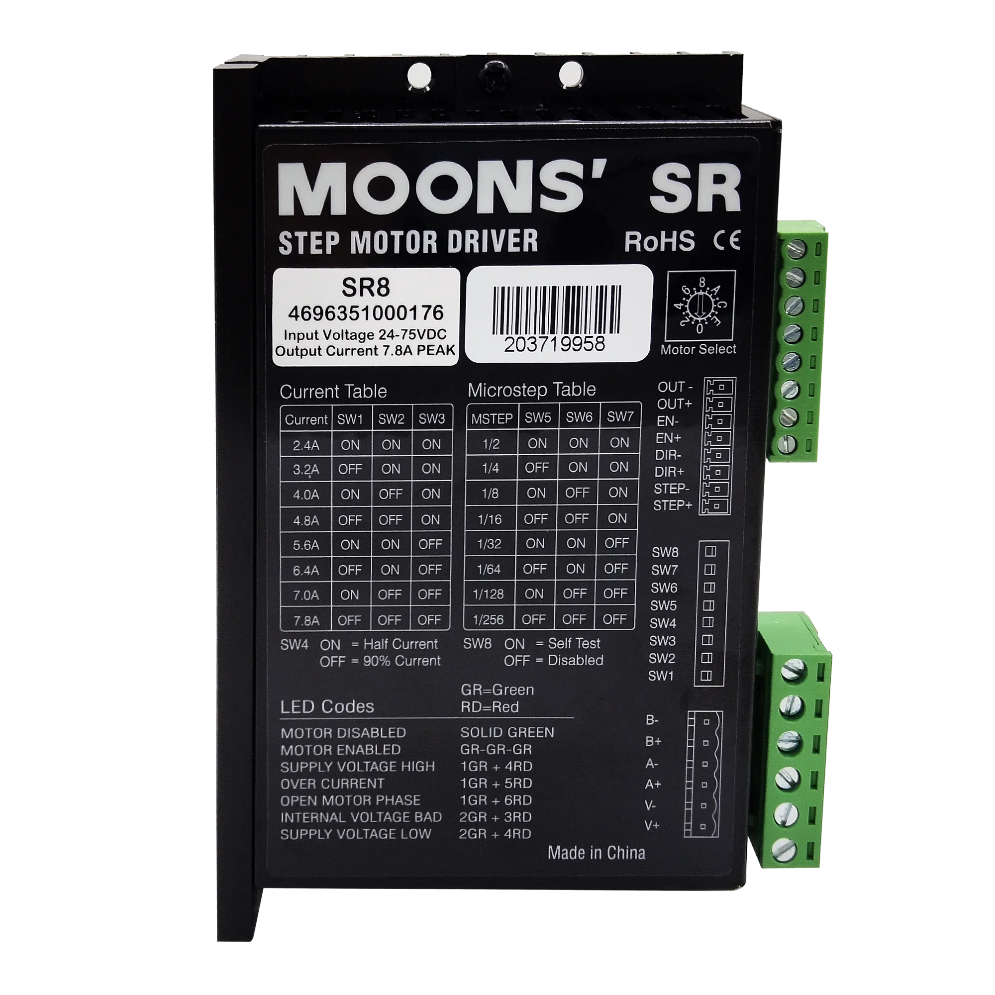 Двигатель шагового двигателя MOONS SR8 nema 23 Nema 34 24 ~ 75 в контроллер драйвер для драйвера 3D-принтера