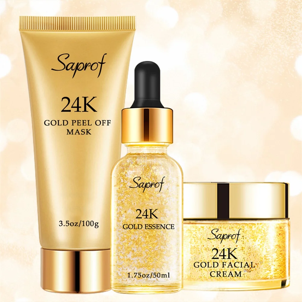 High quality crystal hydration  gold foil whitening cream facial care kit 24k gold skin care set
