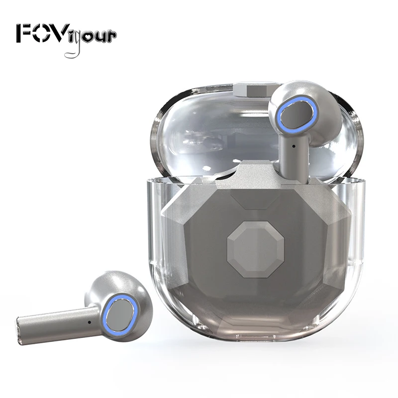 FOVigour Translucent True Wireless Earbuds Noise Cancelling PX5 Waterproof TWS Earphone with Touch Control with Charging case