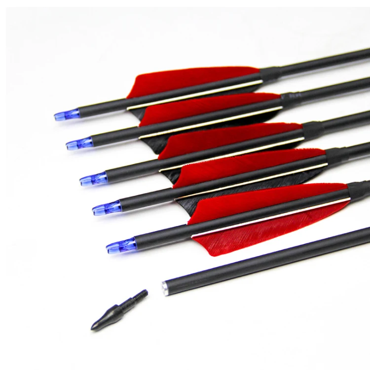Hunting  Real Turkey feathers 7.6mm Mixed Carbon Arrow Shooting Archery Recurve Compound Bow