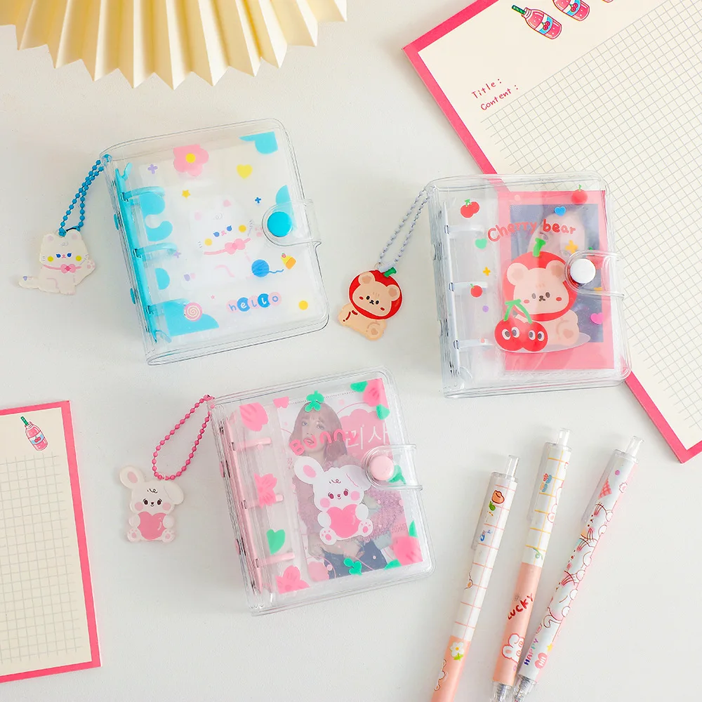 Mini Clear Kpop PVC Photo Album Cover Photocard Holder 3 Inch Card Case with Keychain Photo Album