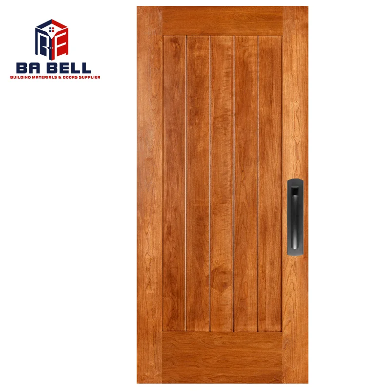 Light oak french rustic style wood door solid timber slab interior sliding/swing wooden entrance bedroom  flat panel barn doors