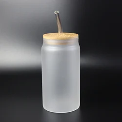 Wholesale Custom Logo 16oz Beer Glass with Bamboo Lid and Straws Aesthetic Glass Beer Can Glass Iced Coffee Beer Glasses