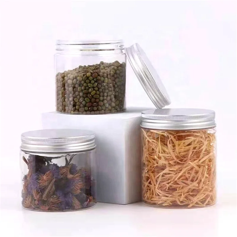 Stock 100ml 120ml 150ml 200ml 250ml 300ml 500ml transparent PET Plastic jar for food cosmetics packing