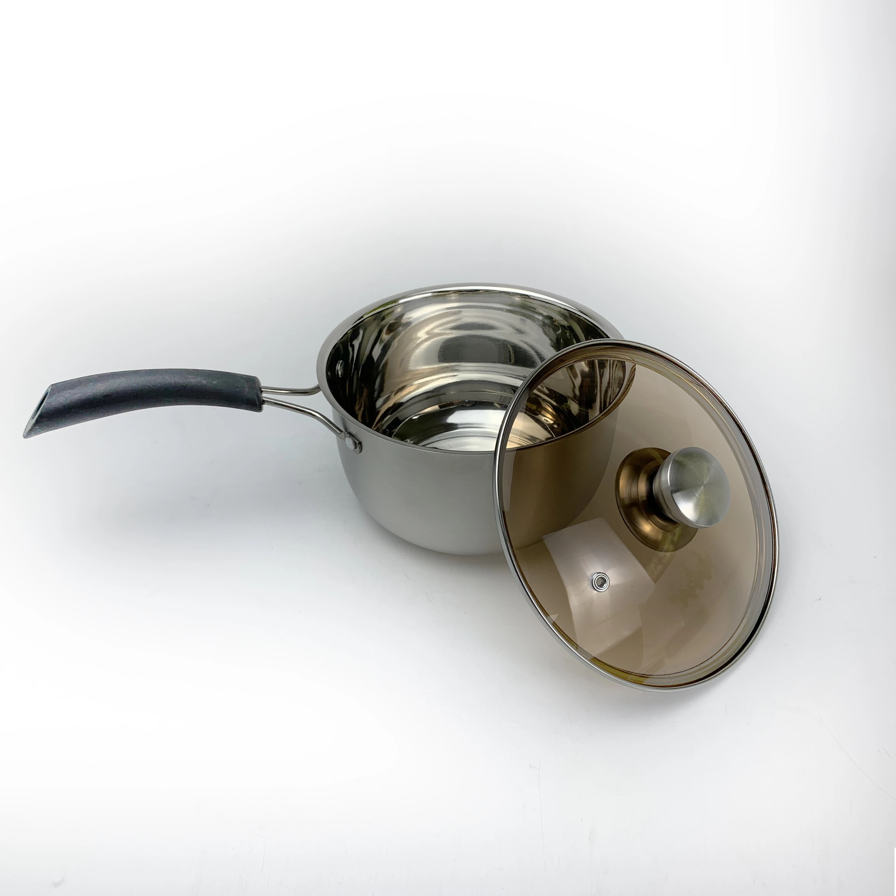 Japanese style kitchenware stainless steel pan with  Black bakelite Handle Cooking Pot