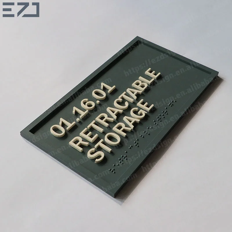 EZD Custom Uniques Color ADA Compliant Hotel Restroom Wall Mounting Washroom Door Name Sign Plates with Tactile Braille
