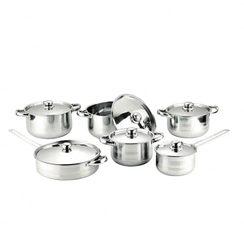 Household Kitchenware Use 12 Pcs Stainless Steel Cooking Utensil Set With Lids