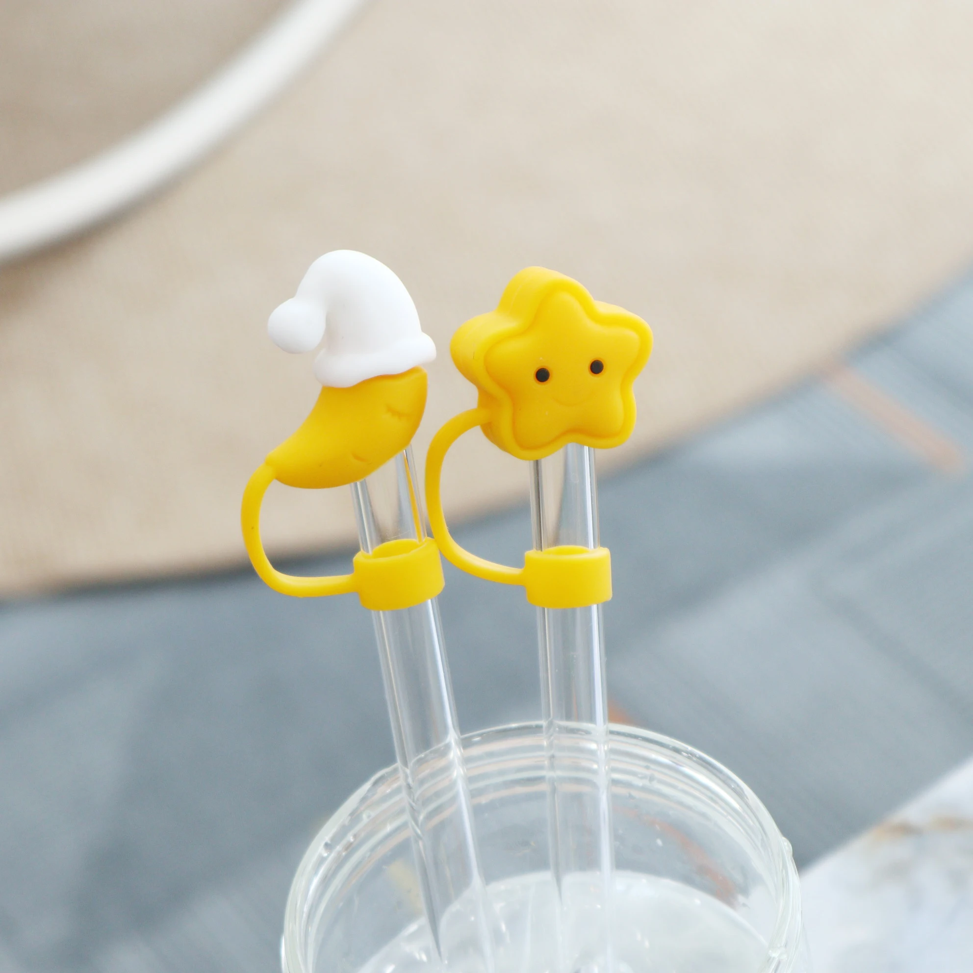 National Logo Straw Cap Set Compatible Cups Fits 10mm Straws Nature Cap Reusable Silicone Straw Cover