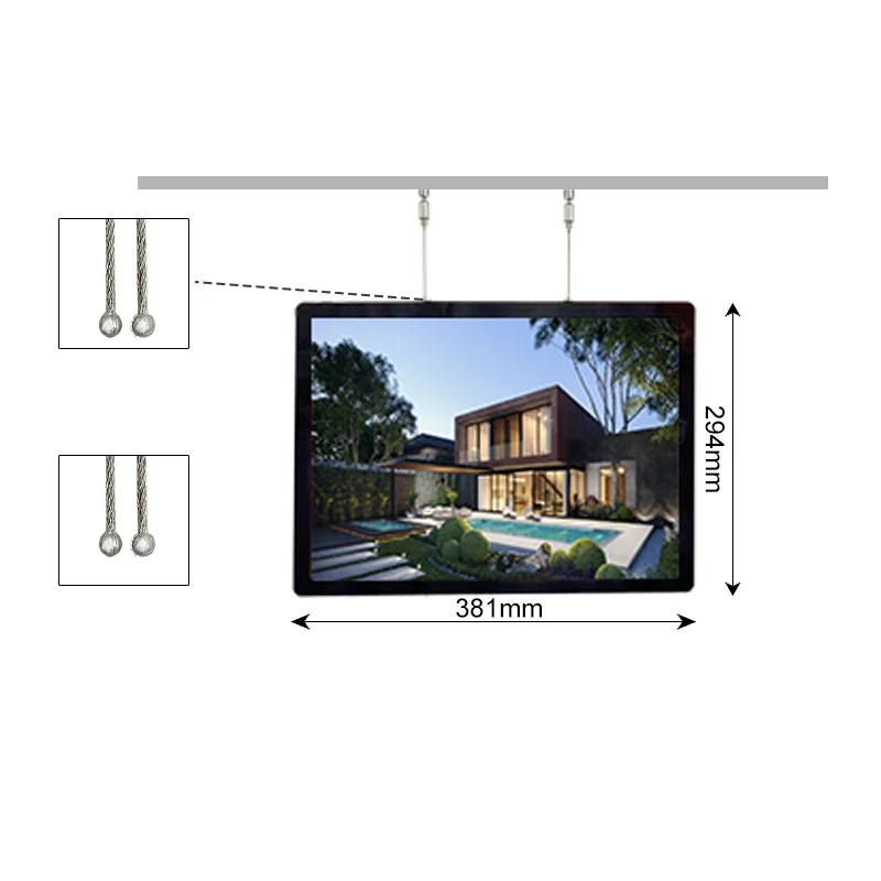 4 x A3 Dual-Sided Poster Frames Illuminated Hanging LED Light Box for Real Estate Window Display Systems