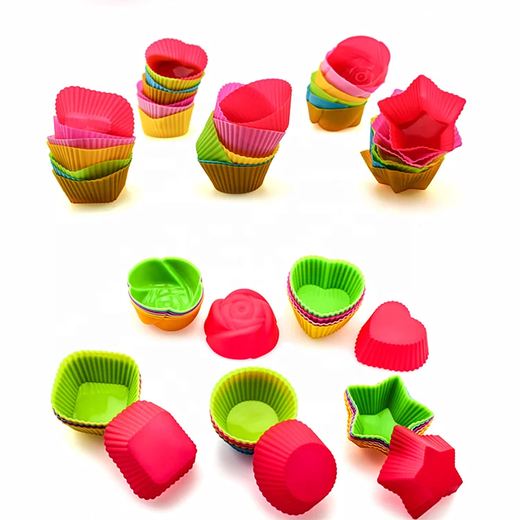 Silicone Molds-Cupcake Pan-Reusable Baking Supplies Nonstick Pastry Muffin Molds