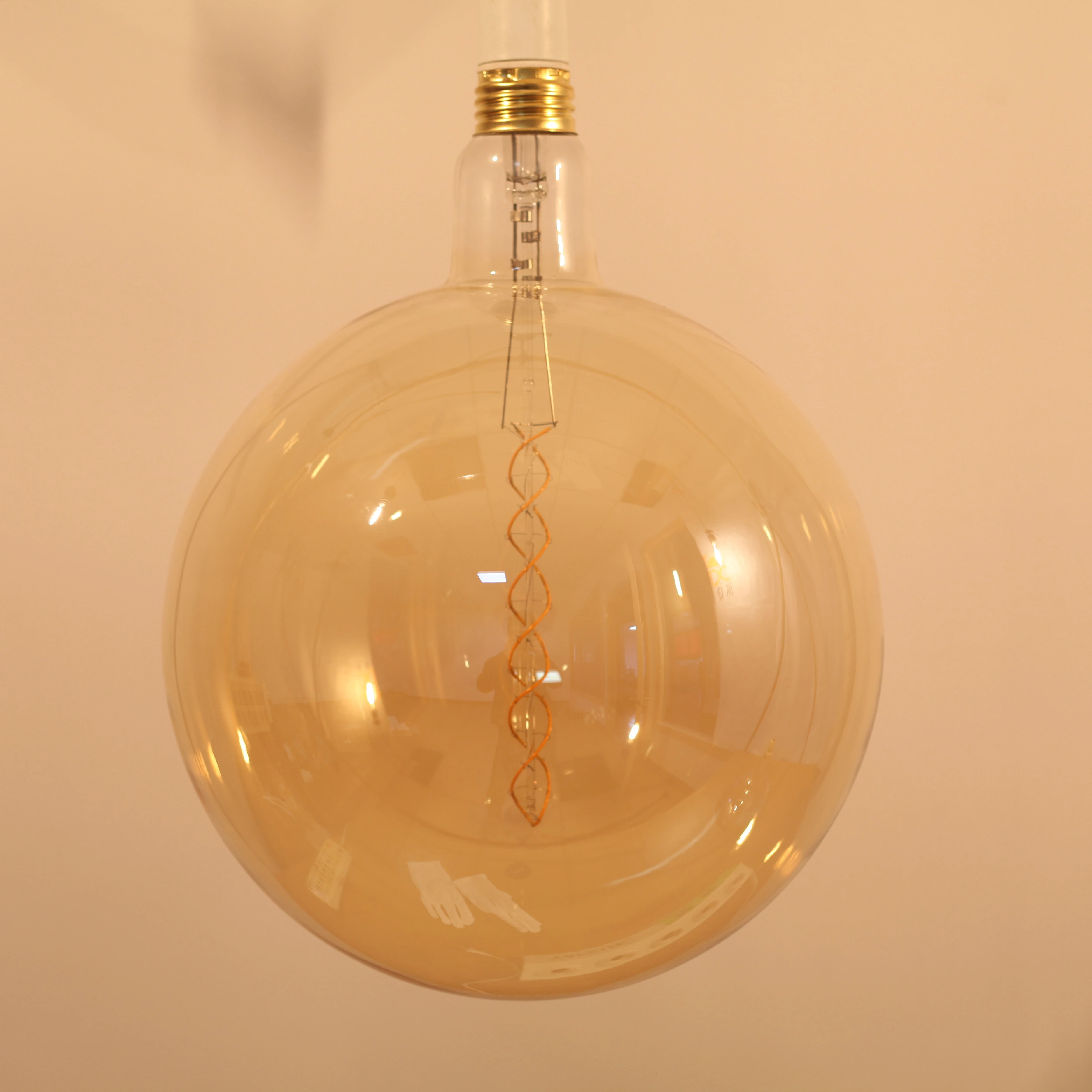 LED bulb Big size circle shape dark amber Edison bulb spiral LED 220V E27 8W vintage led filament decorative edison lamp