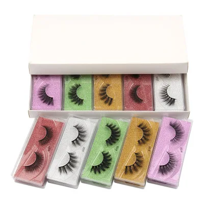 3D imitation mink hair eyelashes 10 pairs  set color base card mixed with natural false eyelashes