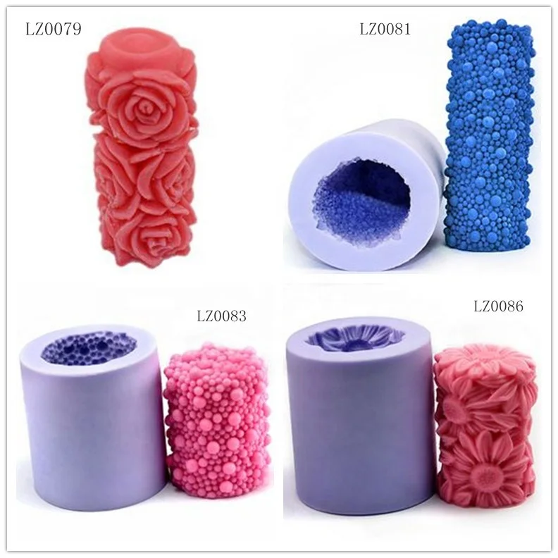 Hot silicone candle mold 3D silicone process mold cylinder Diy soap dye model