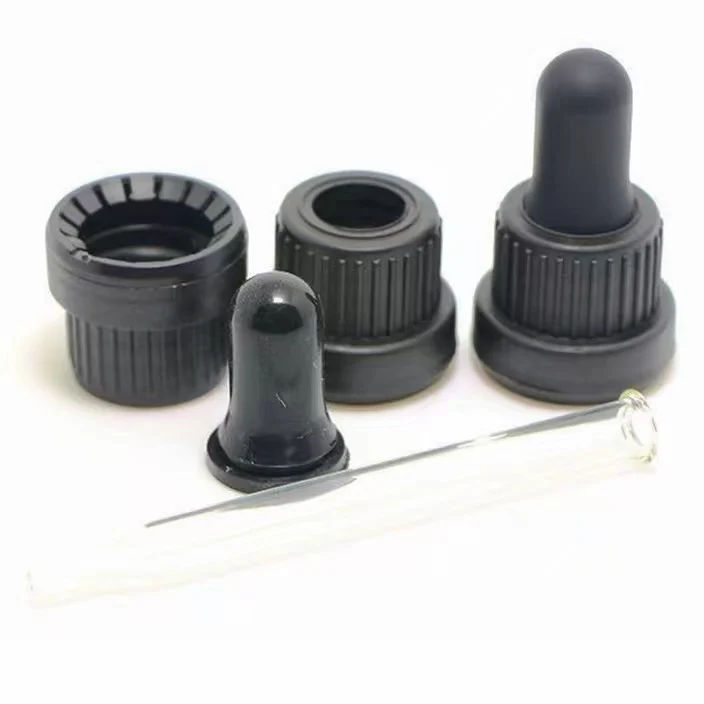 18-410 Plastic Tamper Evident Dropper With Glass Pipette For Cosmetics Essential Oil Bottles