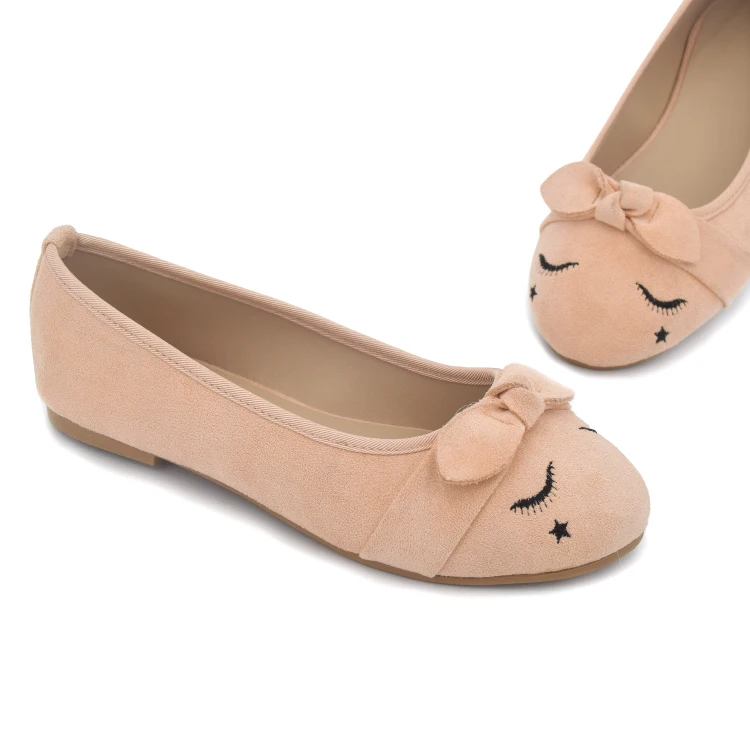 New microfiber bow tie decorate ladies flat ballerina shoes outdoor comfortable pu insole casual ballerina dress shoes for lady