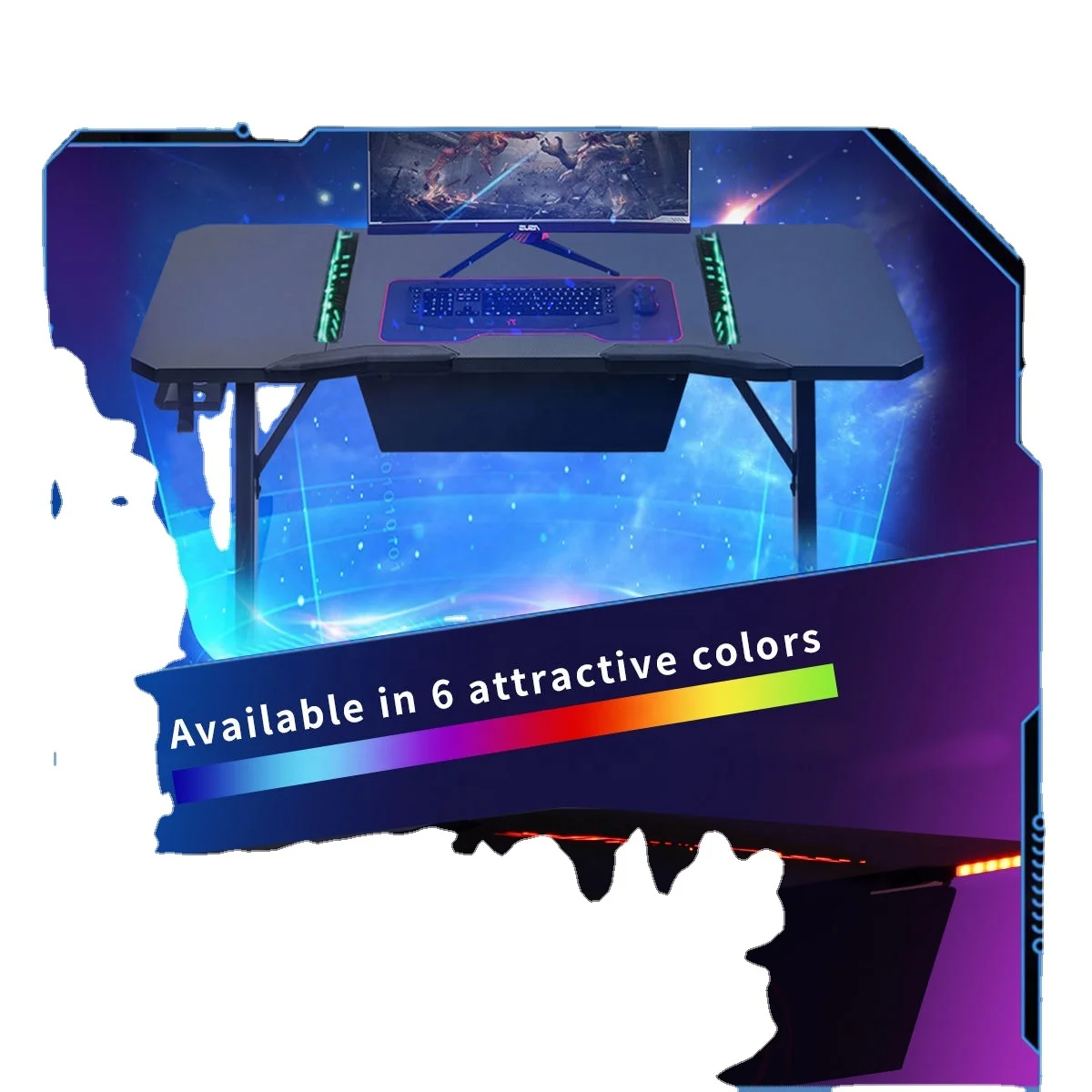 
Easy to clean, fireproof, high temperature, anti-knock, thick steel frame, layered storage, strong waterproof gaming desk 