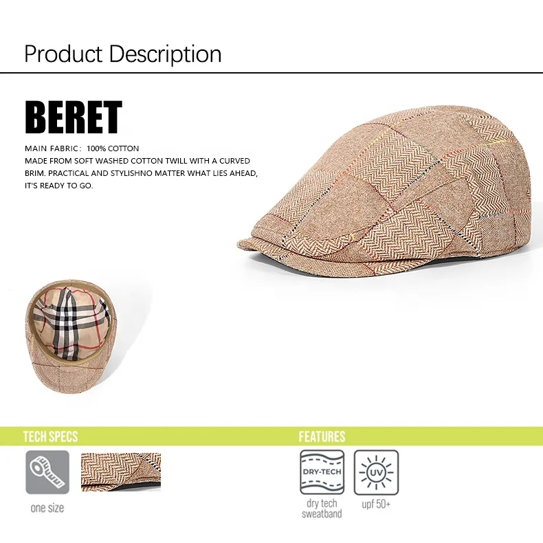 Newsboy Caps Beret Tweed Winter Hat Cabbie Newsboy Flat Top Gatsby Hat Design Your Own logo Ivy Cap