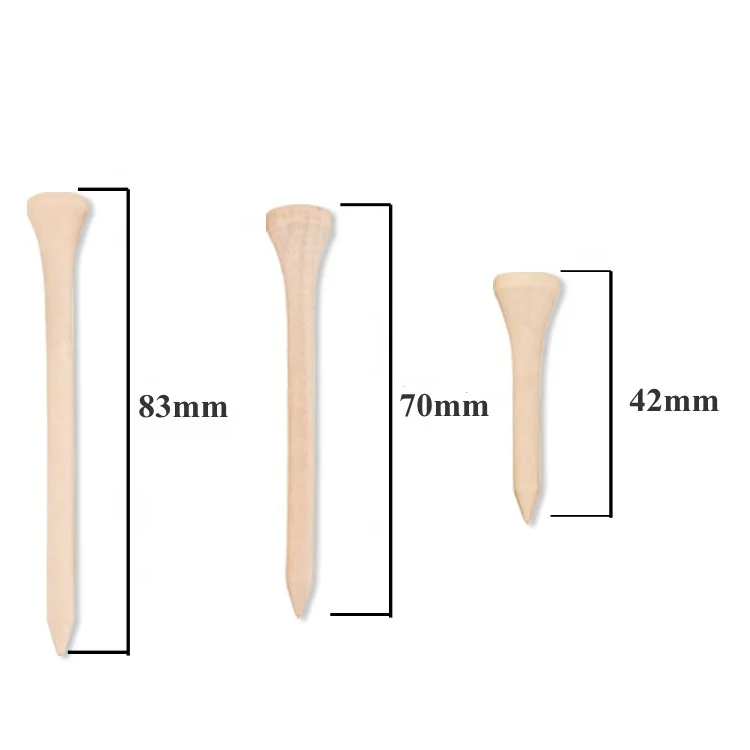 Factory Wholesale Wood Golf Tees High Quality 42mm 70mm 83mm Custom Package Available Bamboo Golf Tee