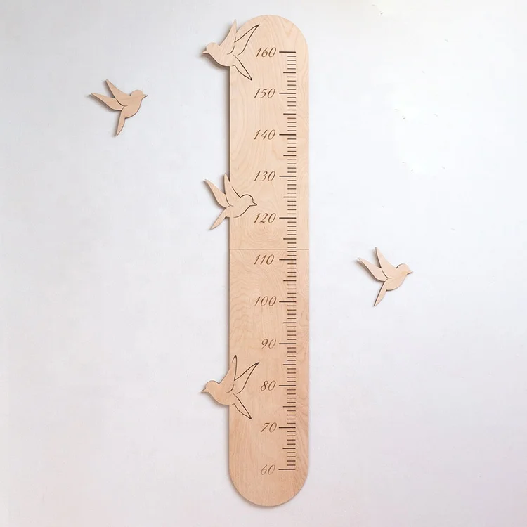 Manufacturer Natural Wooden Wall Hanging Wooden Growth Chart Ruler for Kidsroom Furniture